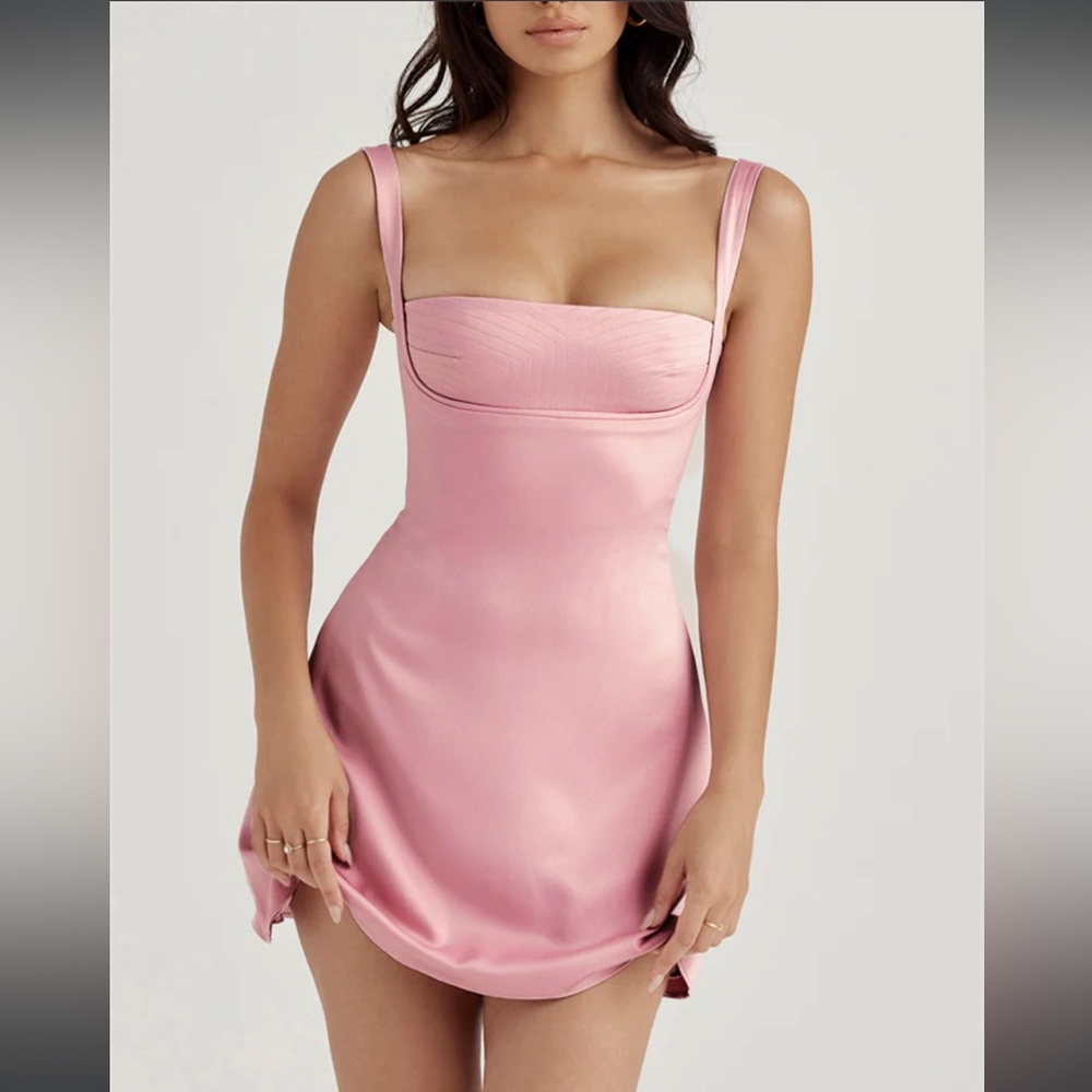 Silky Satin Pink Mini Dress
